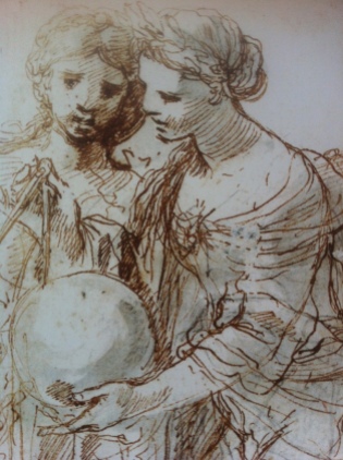 Stefano della Bella, Ausschnitt aus "Sechs Frauen als Allegorien der Wissenschaften", 1650er Jahre. Foto vom Ausstellungsflyer: nw2013
